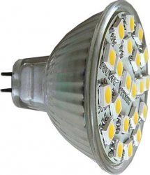 LED žárovka MR16, 21xLED SMD 5050, bílá, 12V/4W