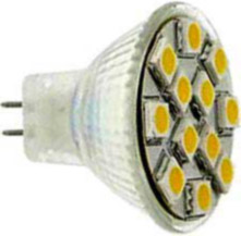 LED žárovka MR11, 10xLED SMD 5050, bílá teplá, 12V/2W