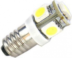 Žárovka LED E10 12V, bílá, 5xSMD 5050