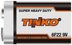 Baterie TINKO 9V (6F22) Zn-Cl, 1ks