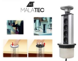 MALATEC, výsuvná stolní zásuvka 4x230V