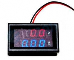 Ampérmetr / voltmetr panelový 10A 100V DC