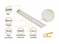 Lineární LED Osvětlení 20W - 60cm, LTC