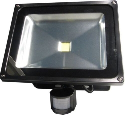 LED reflektor 50W MCOB PIR pohybové čidlo, černý