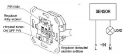 PIR čidlo místo vypínače, dvouvodičové ST02A