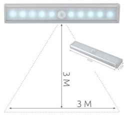 LED osvětlení s pohybovým senzorem 10LED, 4x AAA