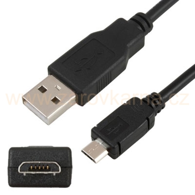 Kabel USB 2.0 konektor USB A / MICRO USB 1m černý
