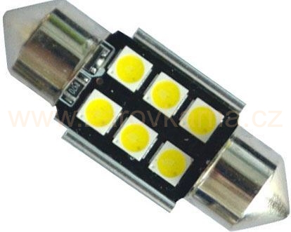 Žárovka LED SV8,5-8 sufit, 12-24V, 6xLED3030, bílá, CAN BUS, délka 36mm