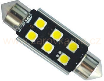 Žárovka LED SV8,5-8 sufit, 12-24V, 6xLED3030, bílá, CAN BUS, délka 39mm