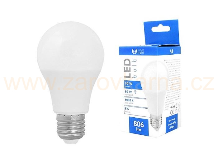 Žárovka LED A60 E27 hrušková 230V/10W, teplá bílá, LTC - kopie