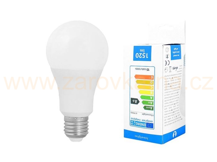 Žárovka LED A60 E27 hrušková 230V/15W, studená bílá