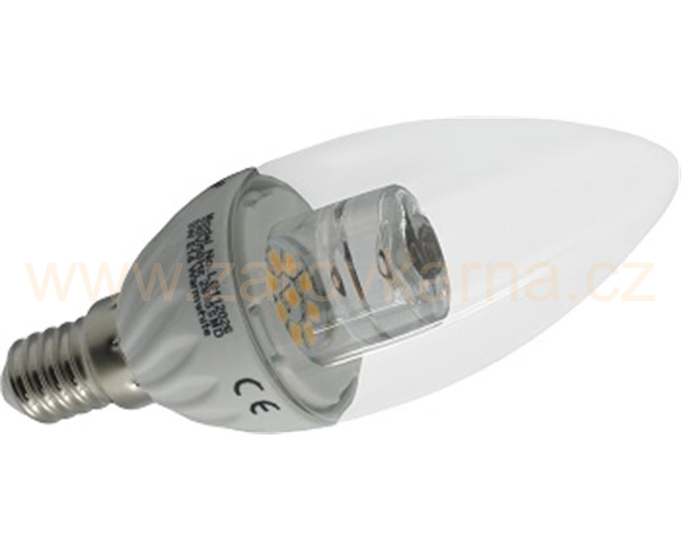 LED žárovka E14 svíčka, 230V/3W, teplá bílá