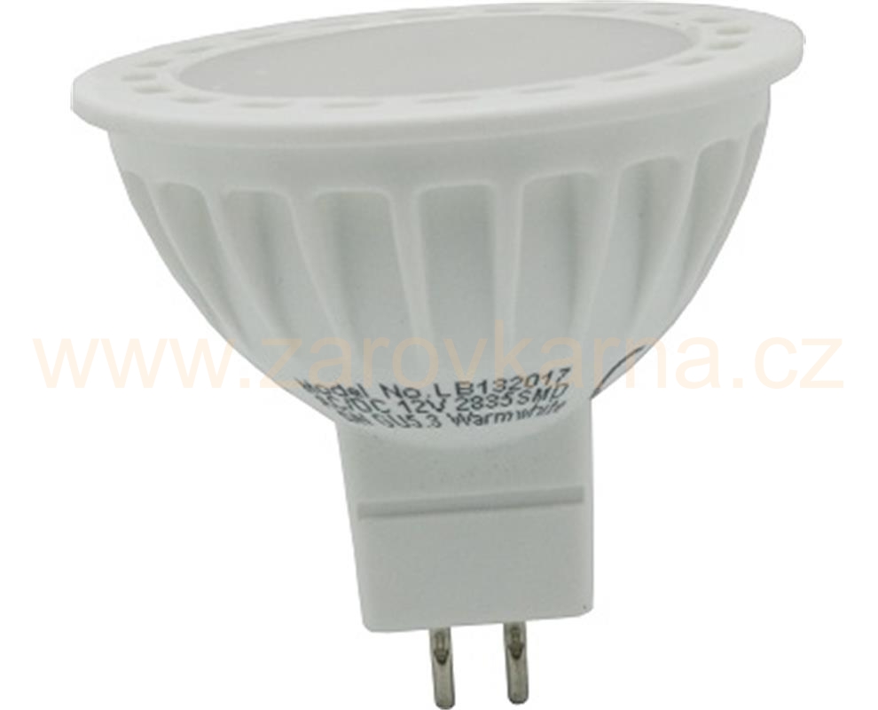 LED žárovka MR16, 18x SMD LED 4W, teplá bílá