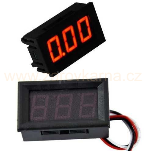 Voltmetr panelový LED červený, 0-30V